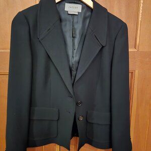Jaeger of Great Britain Designer Women's Black Blazer Jacket Wool Blend Size 12
